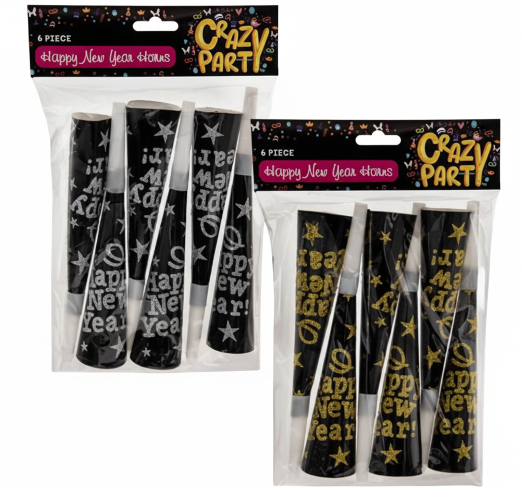 Party New Year Horns (6 Pieces) - Various Colours