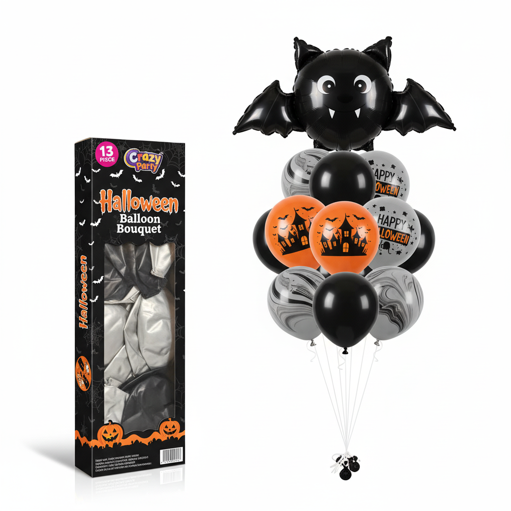 Halloween Party Balloon Bouquet - 13 Pieces