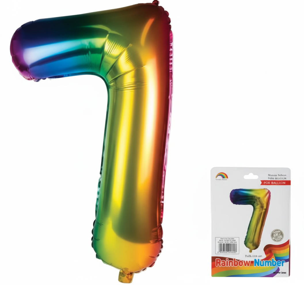 Rainbow Foil Helium Balloon Number 7 (106 cm)