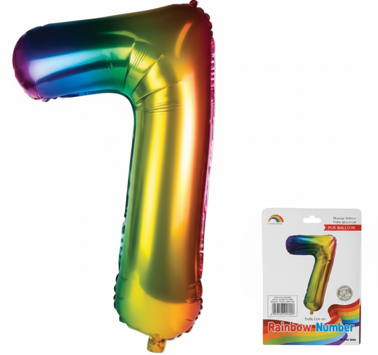Rainbow Foil Helium Balloon Number 7 (106 cm)