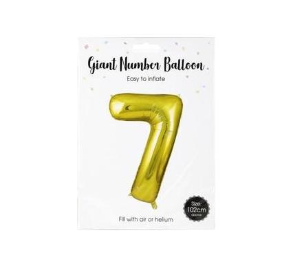 Balloon - Suitable for Helium - Foil Gold - No.7 - 102cm
