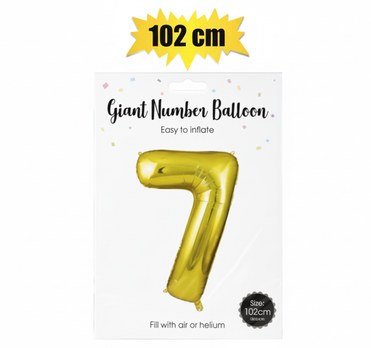 Foil Gold Number 7 Balloon suitable for Helium (102 cm)
