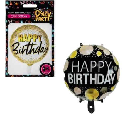 Balloon Helium Round Happy Birthday 45cm