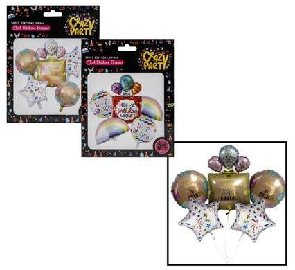 Balloons - Suitable for Helium - Happy Birthday Bouquet - 5 Pieces