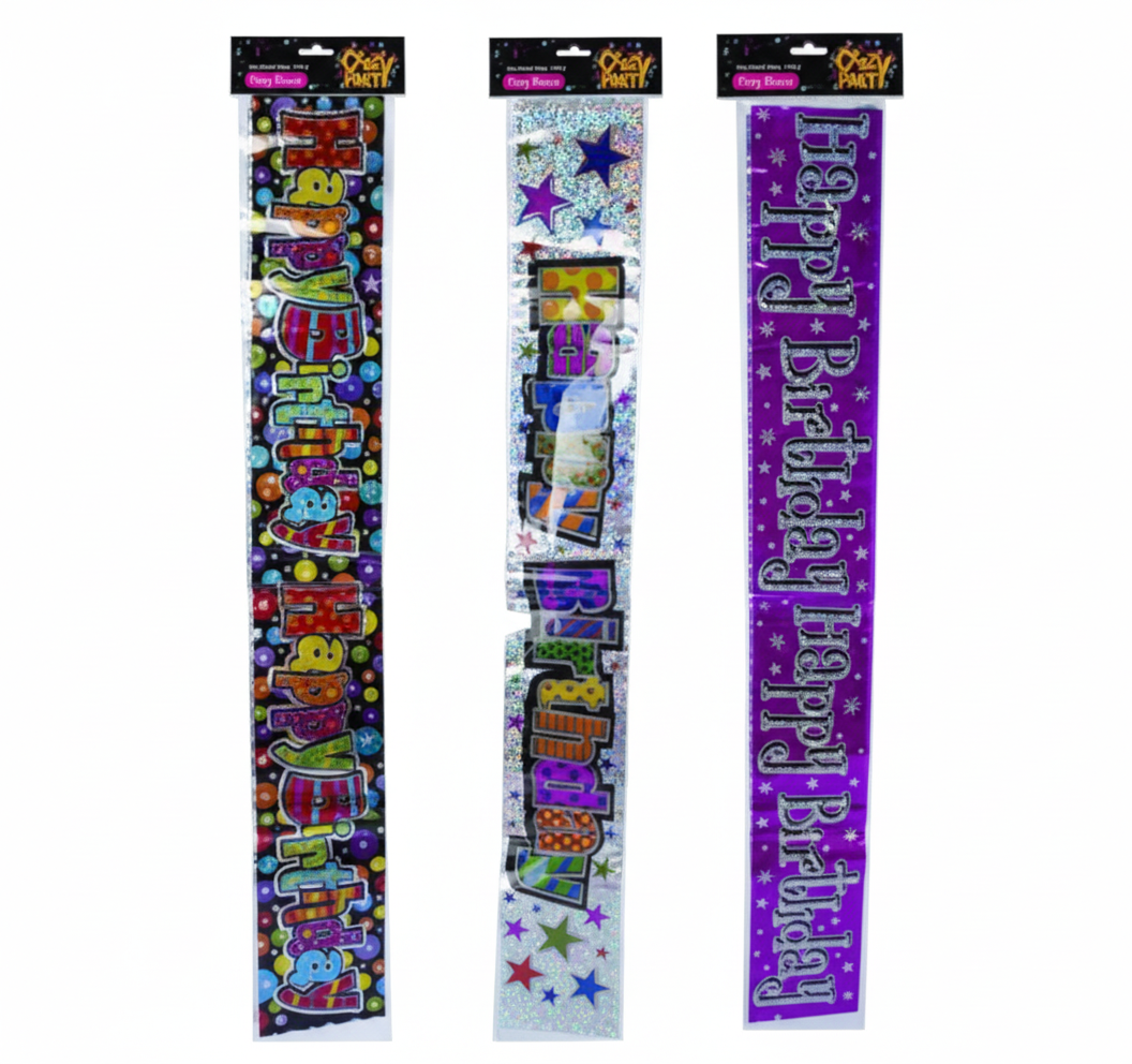 Foil Celebration Party Banner in Various Colours (Length 1.75 metres)