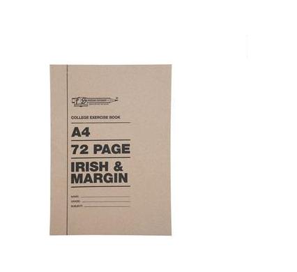 Book Soft Cover A4 - 72 Pages - College Ruled with Irish Margin - 20 Pack