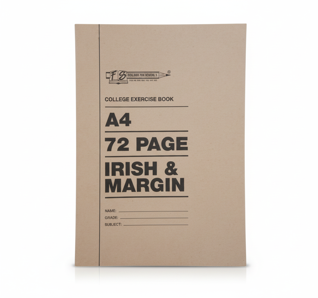 Soft Cover Book, College Ruled with Irish Margin, 72 Pages, A4 (20 Pack)