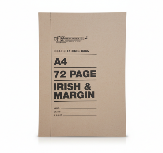 Book Soft Cover A4 - 72 Pages - College Ruled with Irish Margin - 20 Pack
