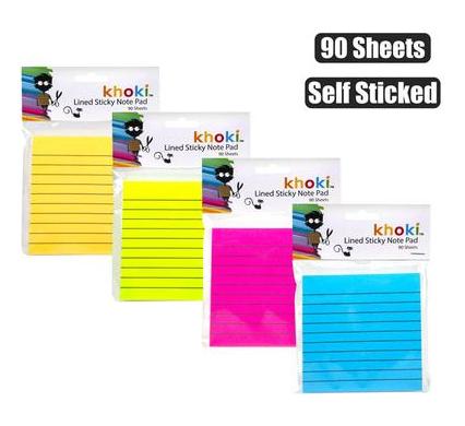 Note Pad Self Stick Ruled - 90 Sheets