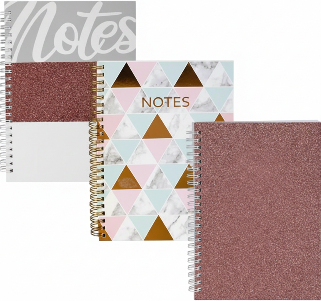 Novelty Glamour Spiral Notebook with 70 Pages (A5) - Various Colours