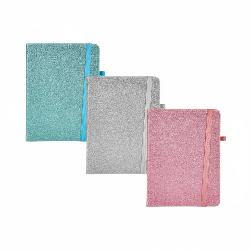 Glitter Novelty Notebook in Various Colours with 80 Pages (A5 Size)