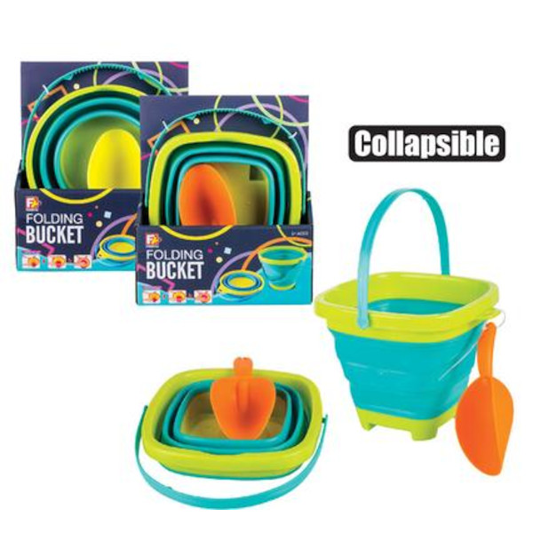 Collapsible Beach Bucket With Spade – 16cm x 22cm – Albatross